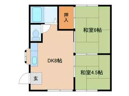 外房線 永田駅(千葉) 徒歩52分 1階建 築32年(2DK)の間取り写真