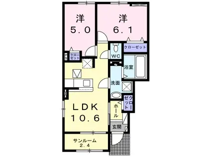 フェリス ヴィラⅠ(2LDK/1階)の間取り写真