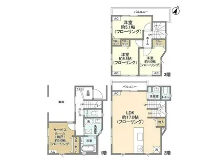 京浜東北・根岸線 蕨駅 徒歩13分 3階建 築3年(3SLDK)の間取り写真