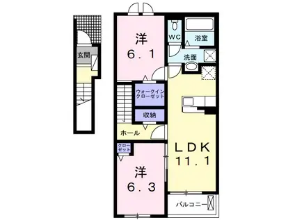 シェノンⅣ(2LDK/2階)の間取り写真