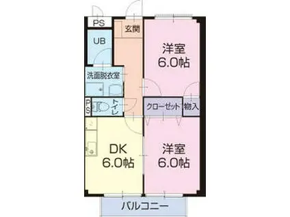 サープラス2ときわ(2DK/1階)の間取り写真