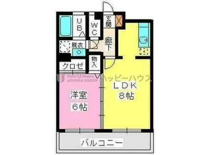 ヴィンテージ唐原(1LDK/1階)の間取り写真