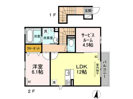 モリエールⅢ(1SLDK/2階)の間取り写真