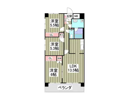 フローラ大塚壱番館(3LDK/3階)の間取り写真