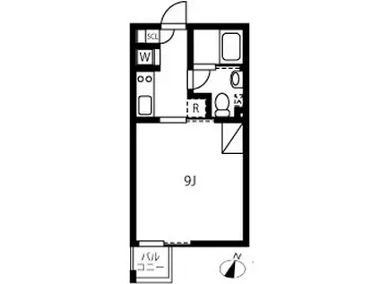 アレーロ幡ヶ谷2(1K/4階)の間取り写真
