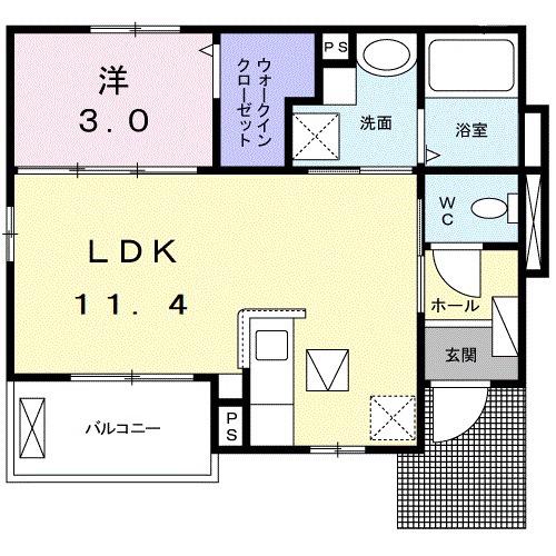 VERTESSEA・Ⅸ(1LDK/1階)の間取り写真