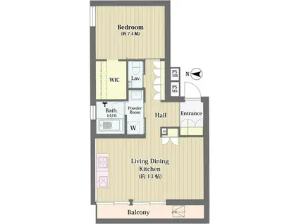 エクセルシオール目黒青葉台(1LDK/1階)の間取り写真