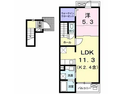 ヴェルジェ Ⅱ(1LDK/2階)の間取り写真