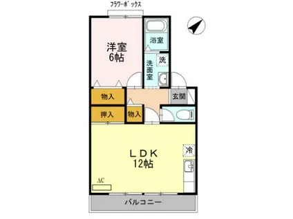 セジュール深沢D(1LDK/2階)の間取り写真