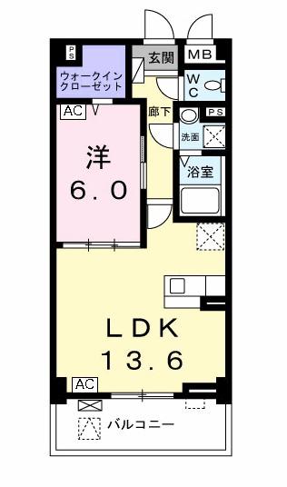 アリビオⅠ(1LDK/3階)の間取り写真