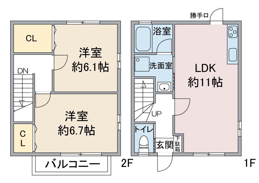 APT庄内緑地 2棟(2LDK/1階)の間取り写真