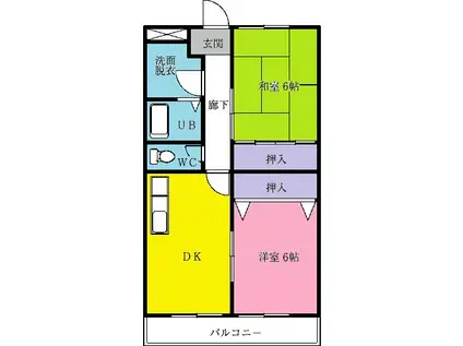 クリスタルパレス(2DK/3階)の間取り写真