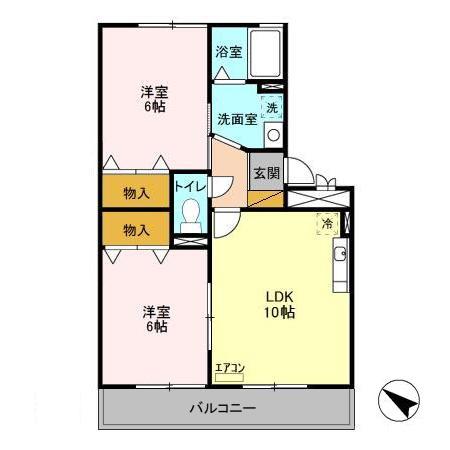 IS若葉A・B(2LDK/3階)の間取り写真