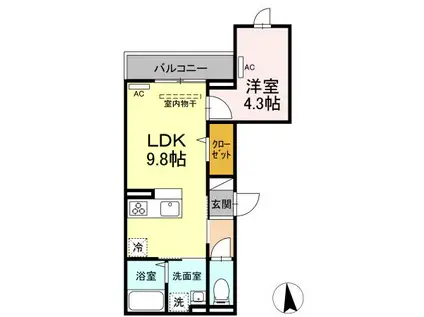 セレスティア扇Ⅰ(1LDK/2階)の間取り写真