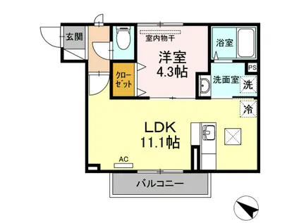 グランドハイツⅡ(1LDK/1階)の間取り写真