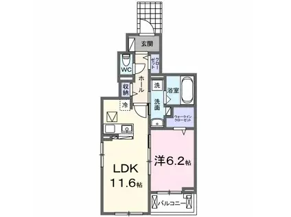 ポミエ グラン(1LDK/1階)の間取り写真