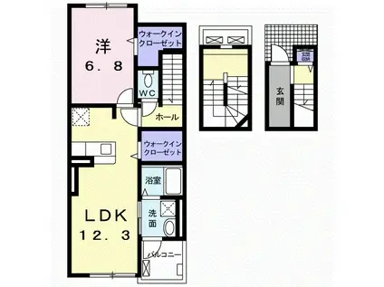 アミーゴⅡ(1LDK/3階)の間取り写真