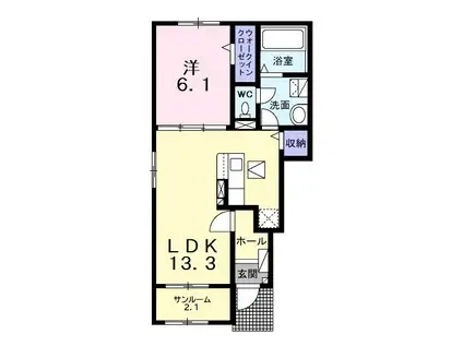 グレイスレジデンス 館山B(1LDK/1階)の間取り写真