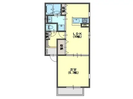 ジュネス寺本(1LDK/2階)の間取り写真