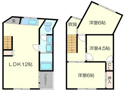 ヴィラ春日丘(3LDK/2階)の間取り写真