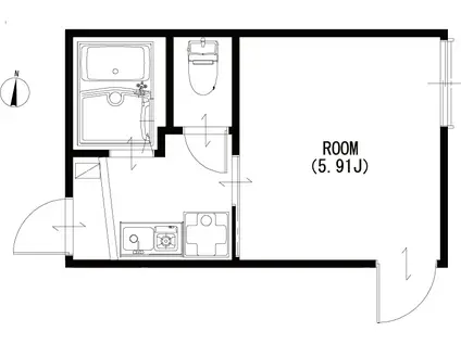 ブンカ北千住(1K/2階)の間取り写真