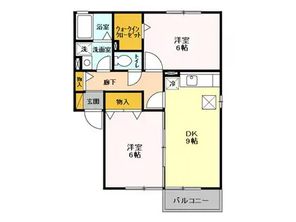 エバーグリーンハイツⅠ・Ⅱ(2DK/1階)の間取り写真