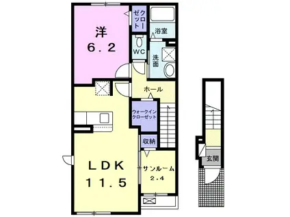シャルマンⅡ(1LDK/2階)の間取り写真