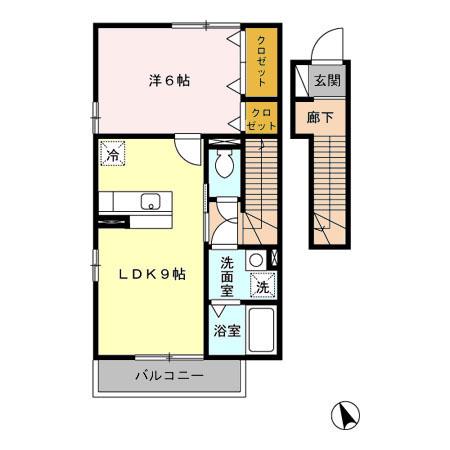 イーストヒルズ七番館(1LDK/2階)の間取り写真