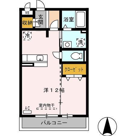 セジュール北島(ワンルーム/2階)の間取り写真