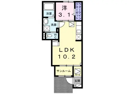 ディスカーサ(1LDK/1階)の間取り写真