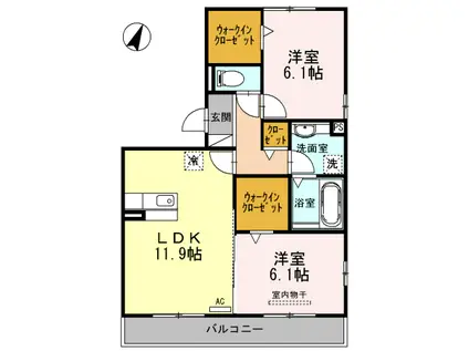 ピクシー フォロウ(2LDK/2階)の間取り写真