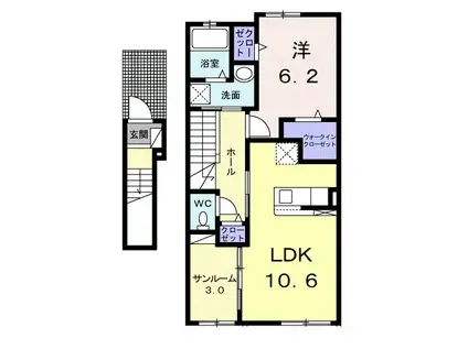 ネオ・ハーモニー・S Ⅲ(1LDK/2階)の間取り写真