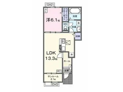 ジュピターⅡ(1LDK/1階)の間取り写真