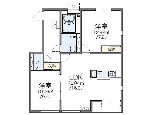 レオネクスト春日岡ヴィータ(2LDK/1階)の間取り写真