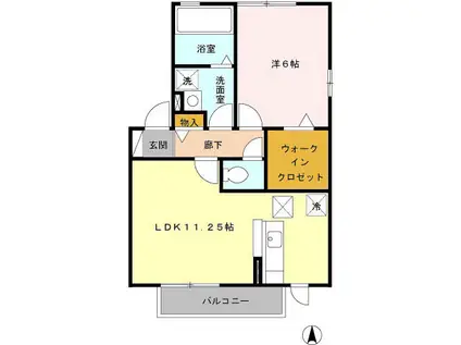 エスポワールルナC(1LDK/1階)の間取り写真