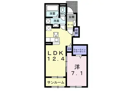 スリザリンⅠ(1LDK/1階)の間取り写真