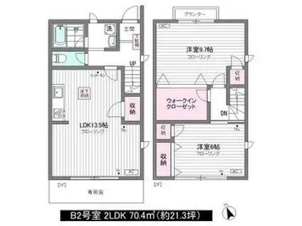 桂ハウス　Ｂ棟(2LDK)の間取り写真