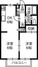 サンパレス八幡(1LDK/2階)の間取り写真