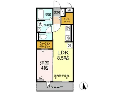 タウンコートⅠ(1LDK/2階)の間取り写真