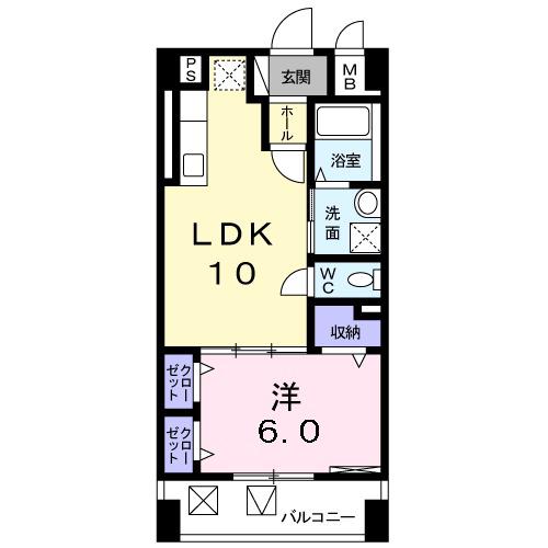 アサヒグランドパレス(1LDK/3階)の間取り写真