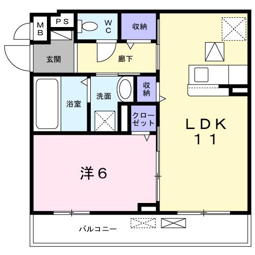 ヴィラ シャルマン(1LDK/1階)の間取り写真