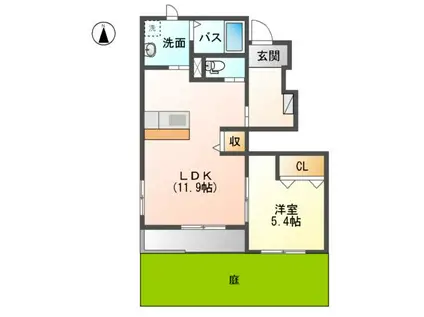 グレーシア(1LDK/1階)の間取り写真