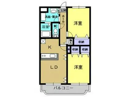 メゾン・ドゥ・ソレイユII(2LDK/3階)の間取り写真