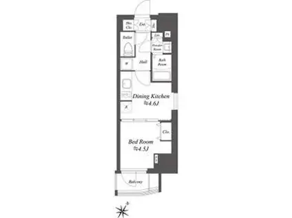 ブランシエスタ北品川(1DK/11階)の間取り写真