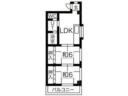 シティハイツ上面(2LDK/2階)の間取り写真