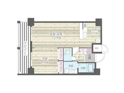 HF四条河原町レジデンス(1LDK/13階)の間取り写真