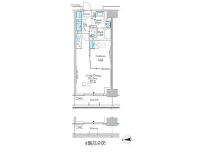 パークアクシス新宿百人町(1LDK/4階)の間取り写真