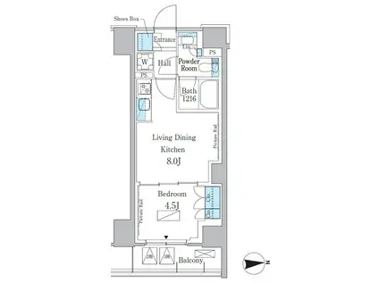 パークアクシス新宿百人町(1LDK/2階)の間取り写真