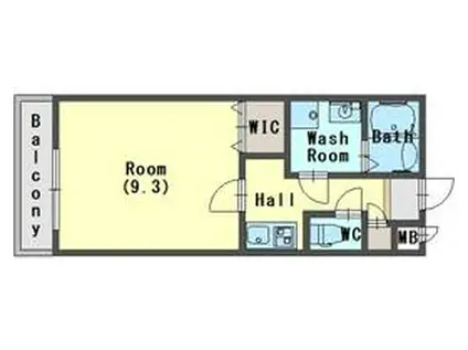 ポルトボヌール(1K/1階)の間取り写真