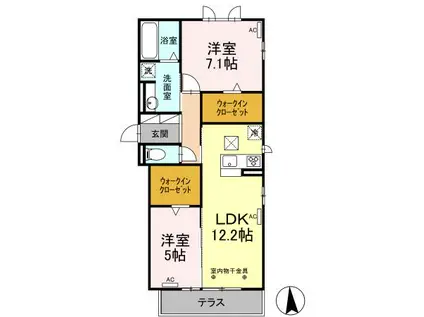 GRASS FIELDS SERENA Ⅳ(2LDK/1階)の間取り写真